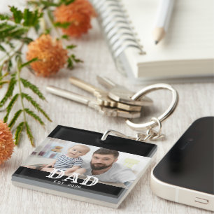 Dad Established Modern Typography Photo Keychain