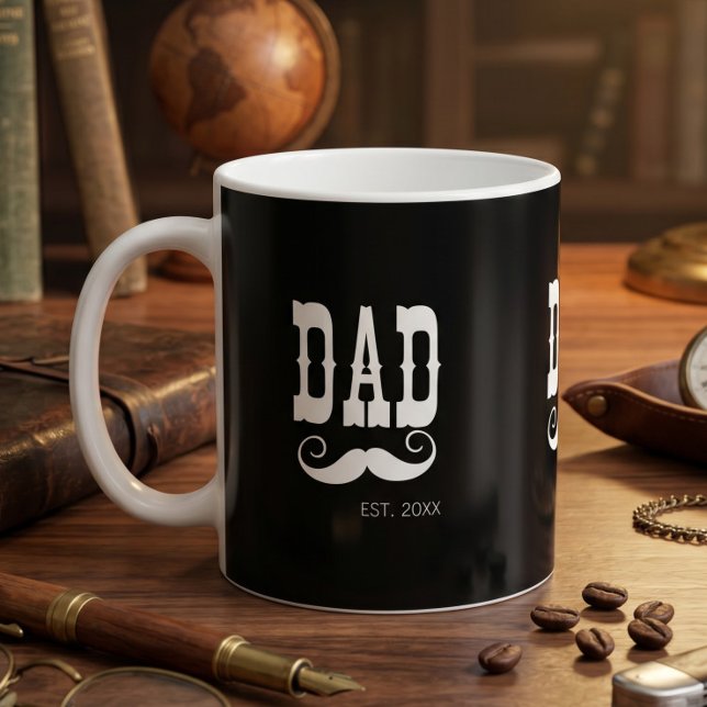 Dad Established Moustache year western vintage Coffee Mug (Creator Uploaded)