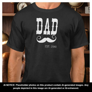 Dad Established Moustache year western vintage T-Shirt