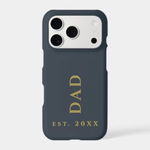 Dad Established Navy Blue Gold Minimalist Keepsake iPhone 17 Pro Case