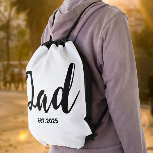 Dad Established New Dad Gift  Drawstring Bag