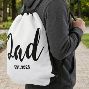 Dad Established New Dad Gift  Drawstring Bag