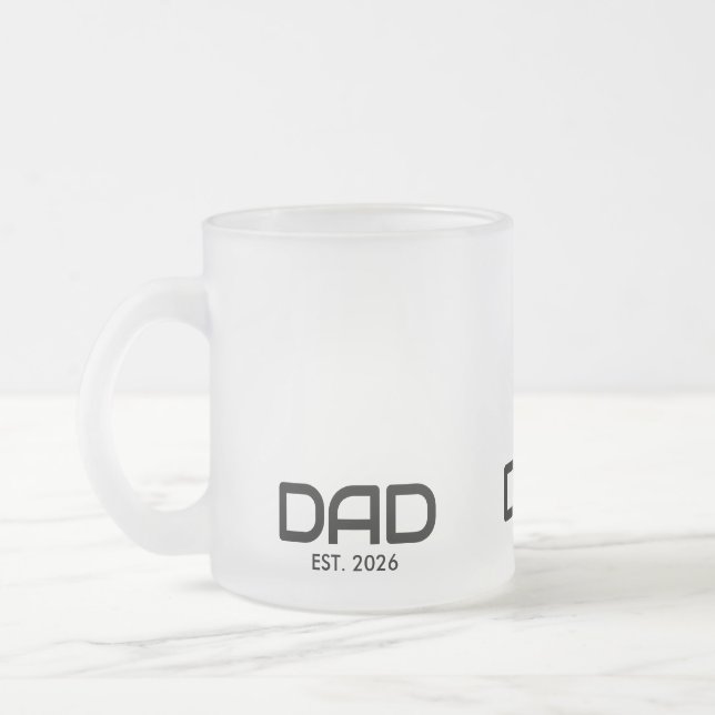Dad Established New Dad Gift  Frosted Glass Coffee Mug (Left)