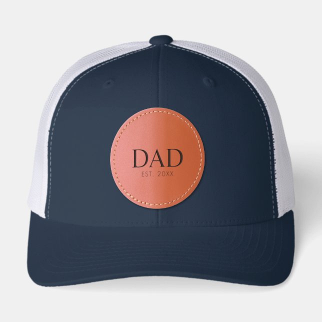 Dad Established New Dad Gift Leather Patch Hat (Front)