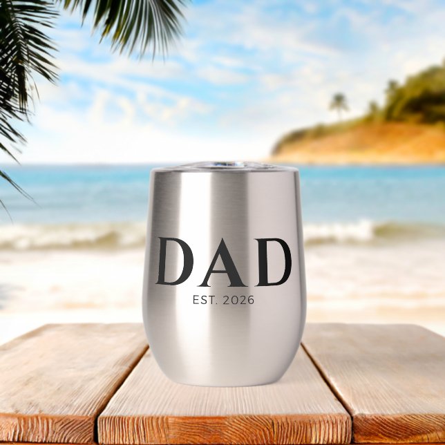 Dad Established New Dad Gift Thermal Wine Tumbler (Beach (Rotated))