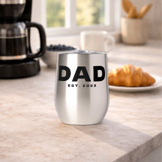 Dad Established New Dad Gift  Thermal Wine Tumbler