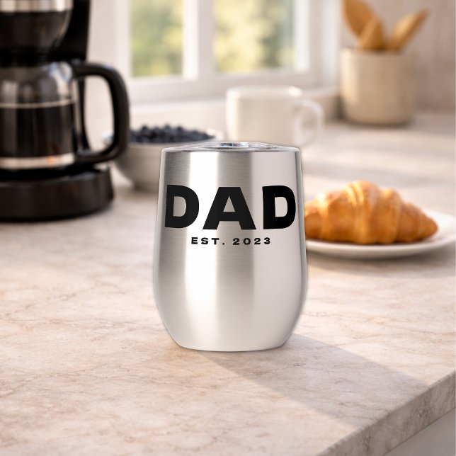 Dad Established New Dad Gift  Thermal Wine Tumbler (Creator Uploaded)