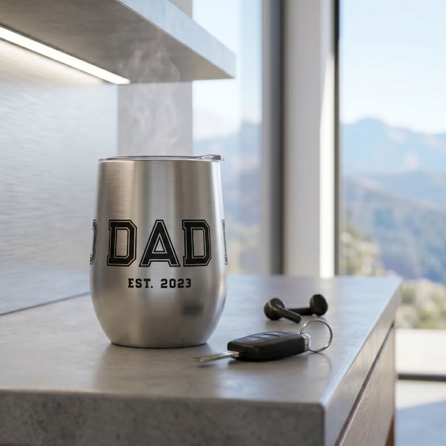 Dad Established New Dad Gift Thermal Wine Tumbler (Creator Uploaded)