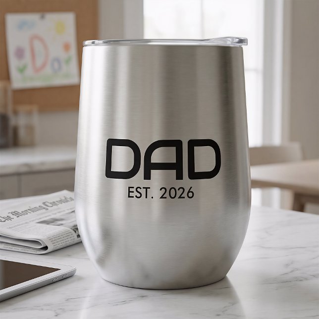 Dad Established New Dad Gift  Thermal Wine Tumbler (Creator Uploaded)
