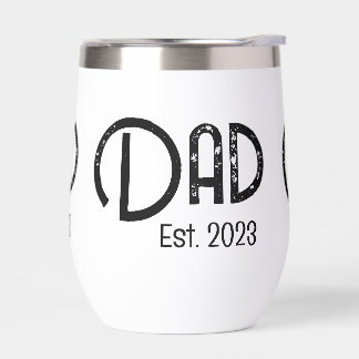 Dad Established New Dad Gift Thermal Wine Tumbler