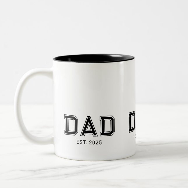 Dad Established New Dad Gift Two-Tone Coffee Mug (Left)
