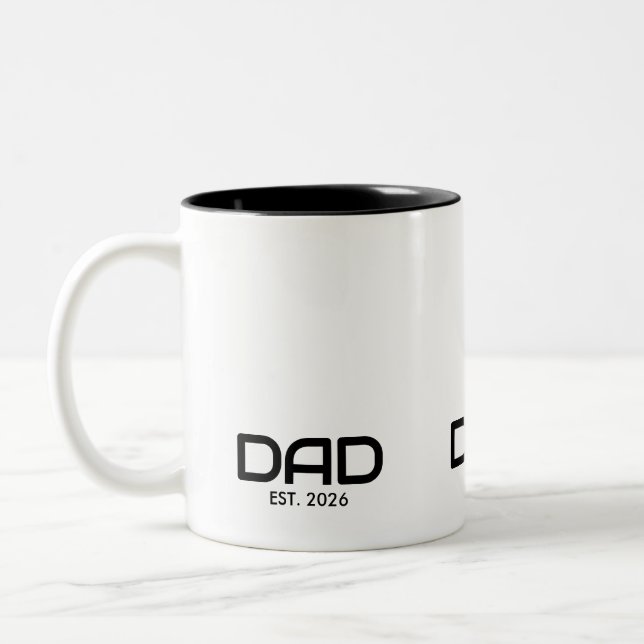 Dad Established New Dad Gift  Two-Tone Coffee Mug (Left)