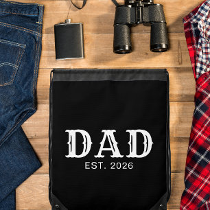 Dad Established New Dad Gift White Text Drawstring Bag