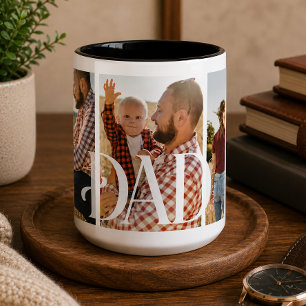 Dad Established Personalized Family Photo Two-Tone Coffee Mug