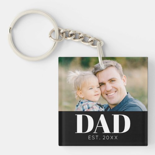 Dad Established Photo Fathers Christmas Keychain