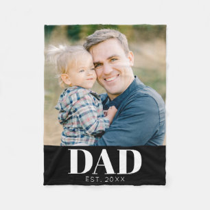 Dad Established Photo Fathers Day Fleece Blanket