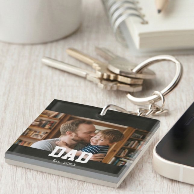 Dad Established Photo Father's Day Gift Keychain (Creator Uploaded)