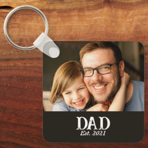 Dad Established Photo Father's Day Gift Keychain