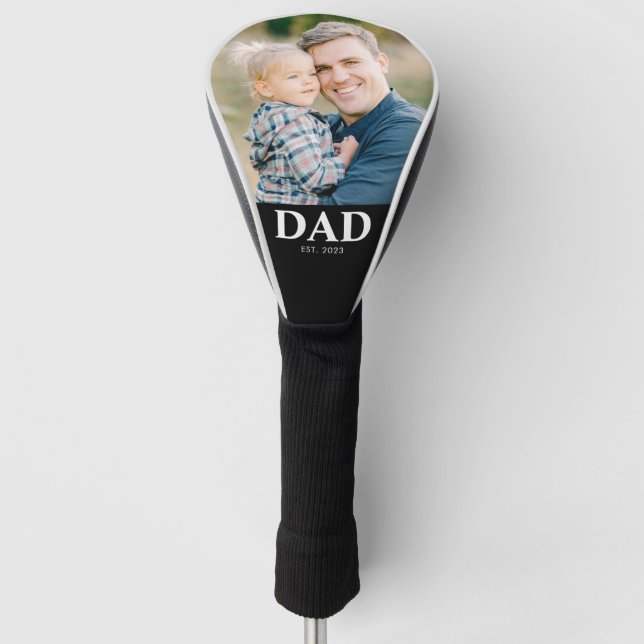 Dad Established Photo Fathers Day Golf Head Cover (Front)