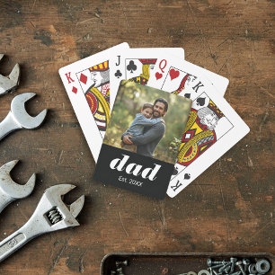 Dad Established Photo Father's Day Poker Cards