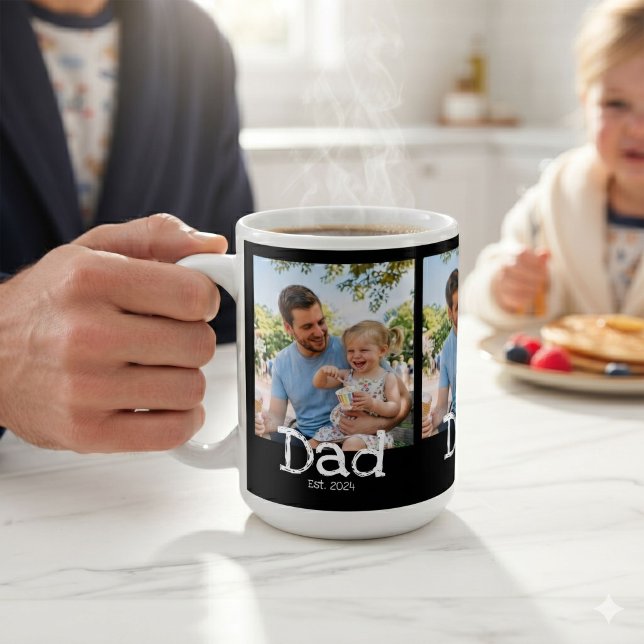 Dad Established Photo Fun Bold Black White Coffee Mug (Creator Uploaded)