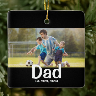 Dad Established Photo Gift Ceramic Ornament