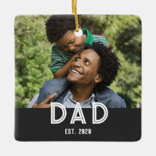Dad Established Photo Gift Father's Day Magnet Ceramic Ornament