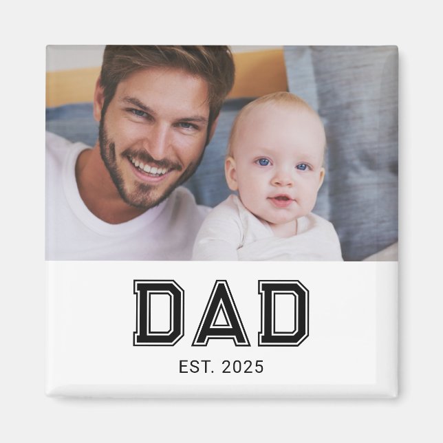 Dad Established Photo Gift Magnet (Front)