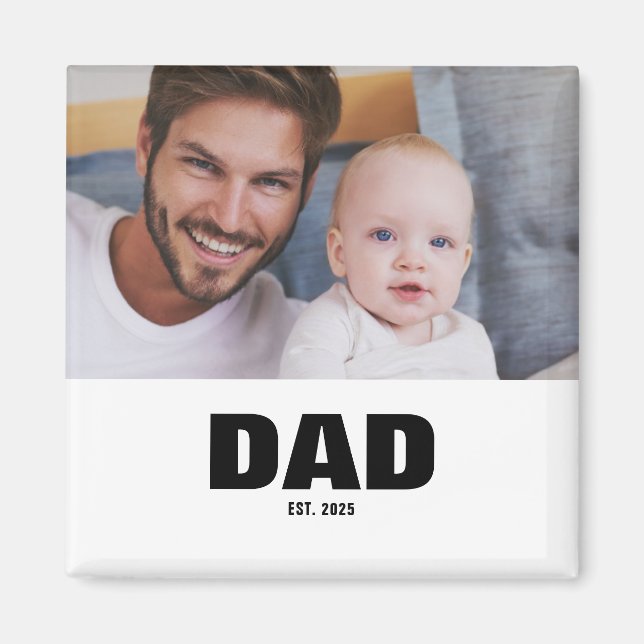 Dad Established Photo Gift Magnet (Front)