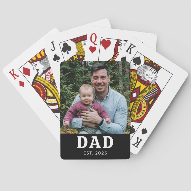 Dad Established Photo Gift  Poker Cards (Back)