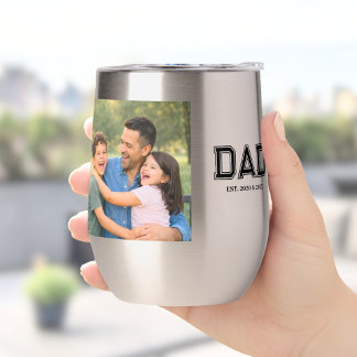 Dad Established Photo Modern Typography New Dad Thermal Wine Tumbler