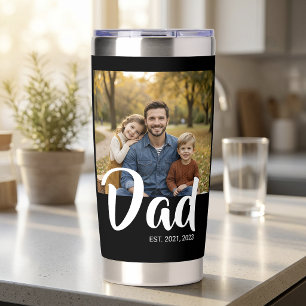 Dad Established Script Black 2 Photo Insulated Tumbler