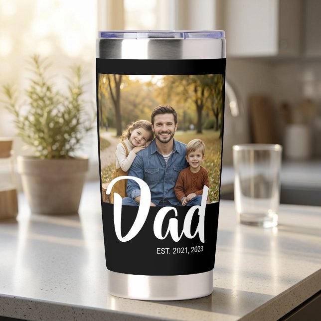 Dad Established Script Black 2 Photo Insulated Tumbler (Dad Established Script Black 2 Photo Insulated Tumbler)