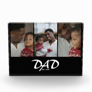 Dad Established Script Black 3 Photo Acrylic Award