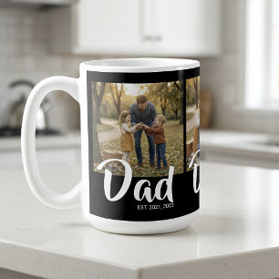 Dad Established Script Black 3 Photo Coffee Mug