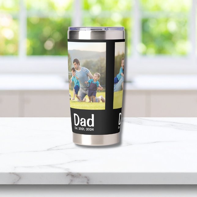 Dad Established Script Black 3 Photo Insulated Tumbler (Creator Uploaded)