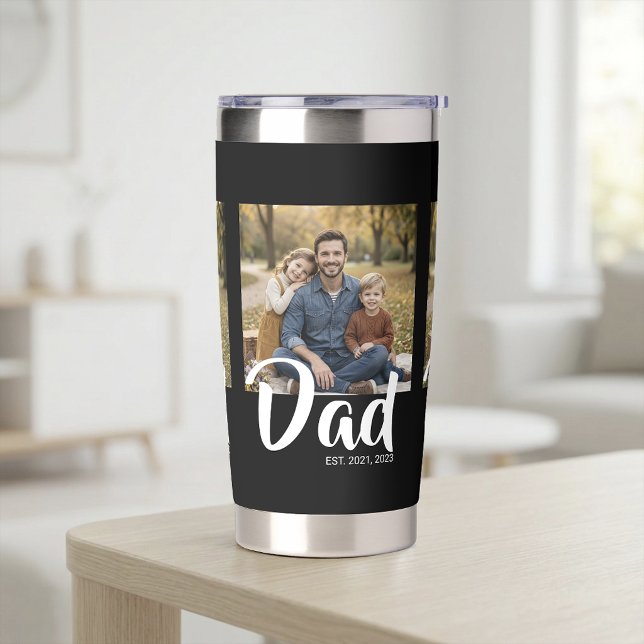 Dad Established Script Black 3 Photo Insulated Tumbler (Dad Established Script Black 3 Photo Insulated Tumbler)