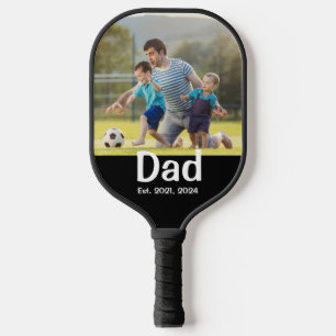 Dad Established Script Black Photo Pickleball Paddle