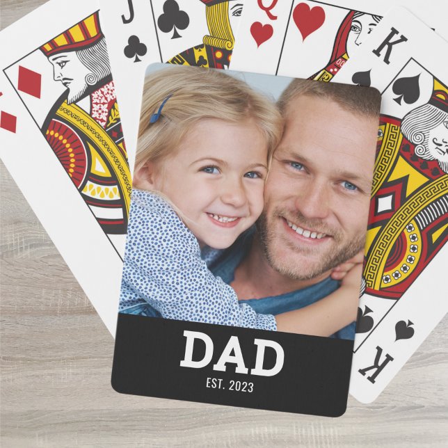 Dad Established Script Black Photo Poker Cards (Creator Uploaded)