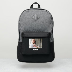 Dad Established Script Black Photo Port Authority® Backpack