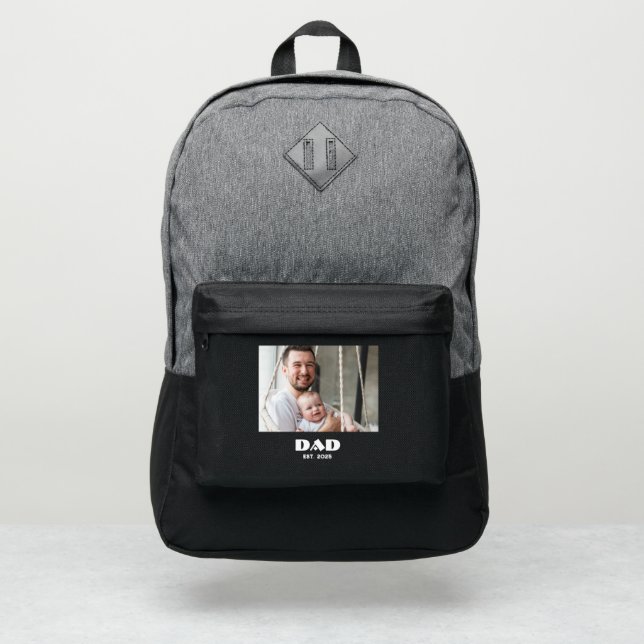 Dad Established Script Black Photo Port Authority® Backpack (Front)