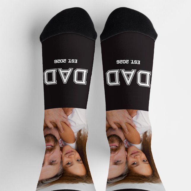Dad Established Script Black Photo Socks (Creator Uploaded)