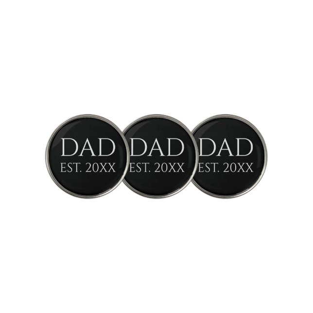 Dad Established Simple Black Golf Ball Marker (3 Up)