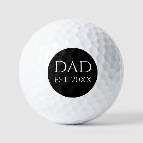 Dad Established Simple Black Golf Balls
