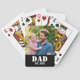 Dad Established Simple Black Typography Poker Cards