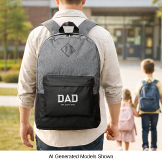 Dad Established Simple Modern College Typography Port Authority® Backpack