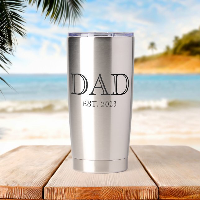 Dad Established Simple Modern Father  Insulated Tumbler (Beach (Rotated))