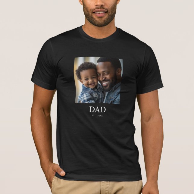 Dad Established Simple Photo  T-Shirt (Front)