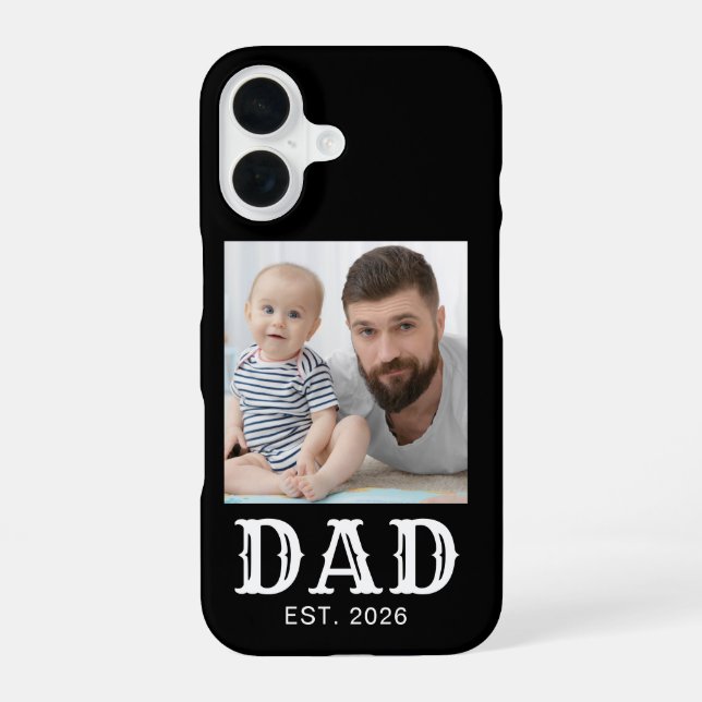 Dad Established Typography Photo Black Iphone Case (Back)