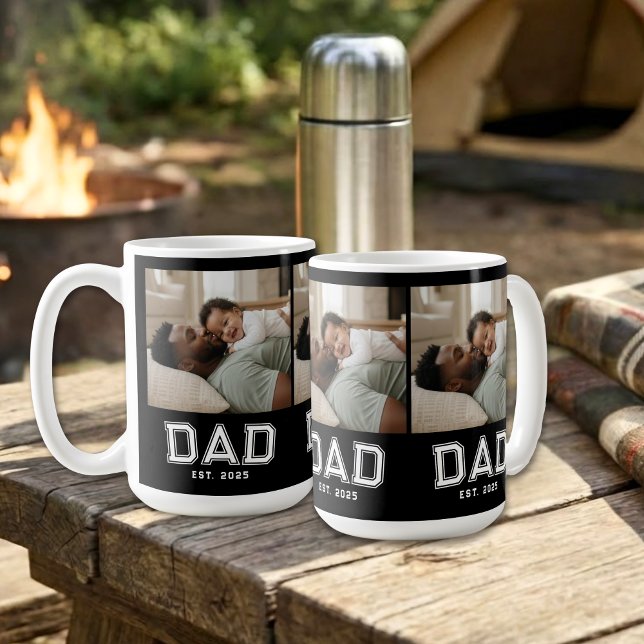 Dad Established White Black 3 Photo Coffee Mug (Creator Uploaded)